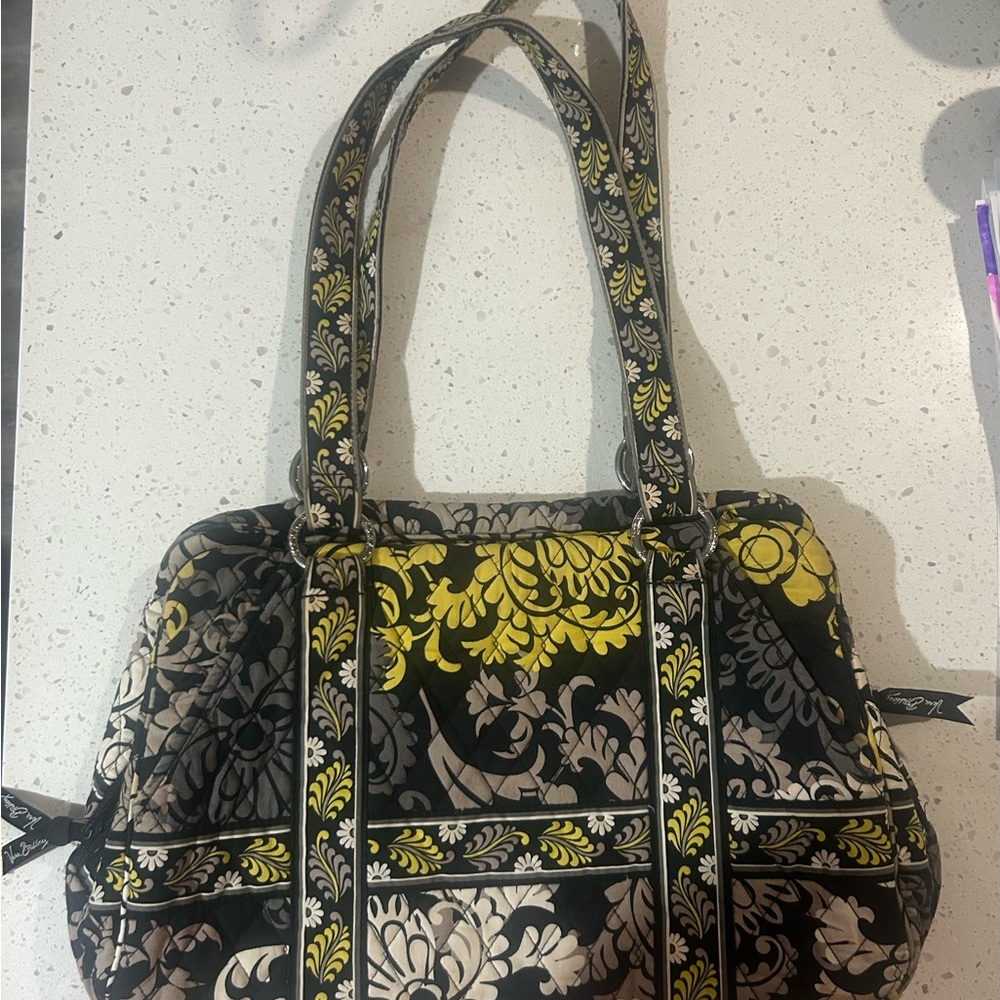 Vera Bradley Black and Yellow Floral Shoulder Bag